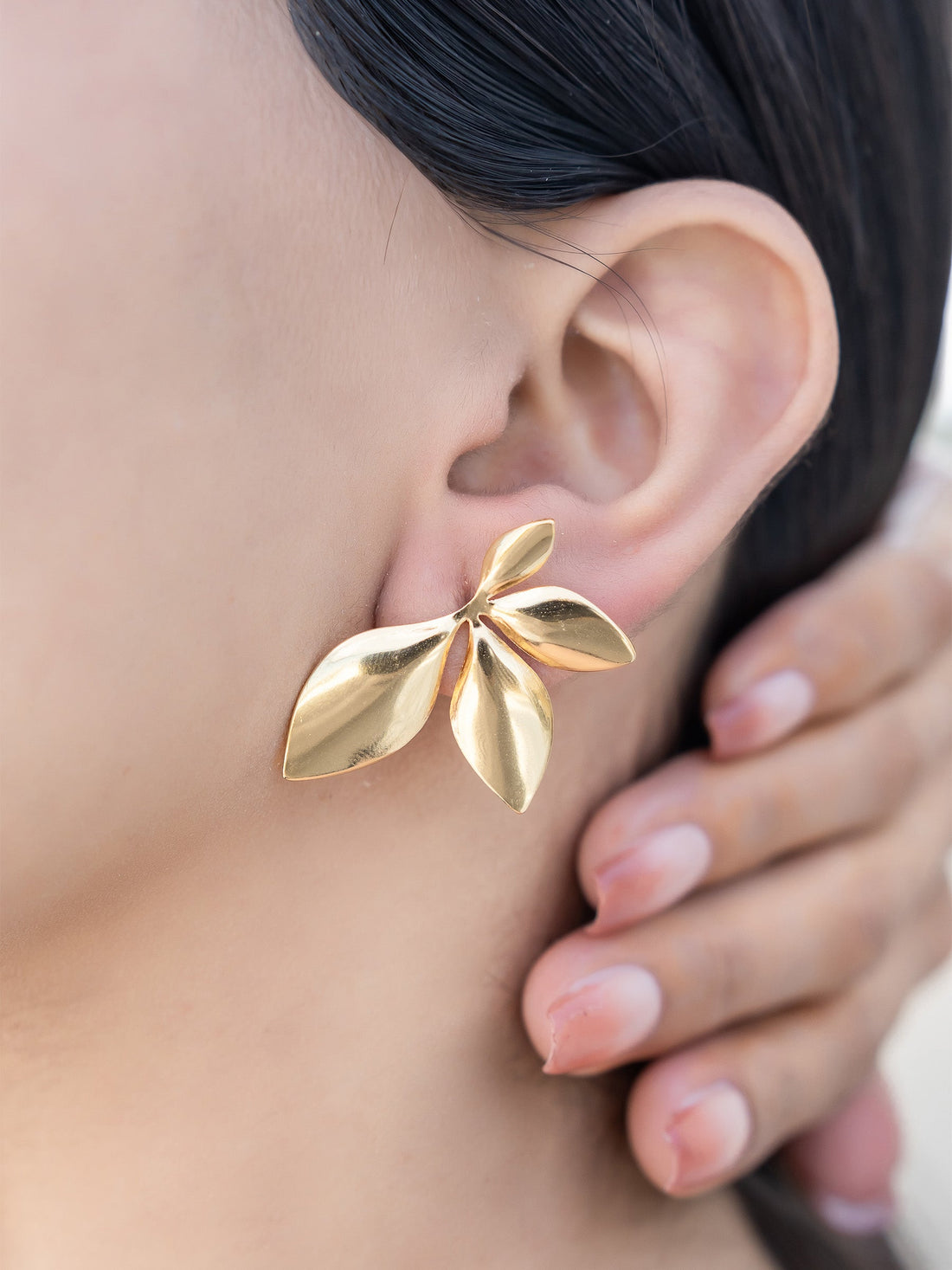 Golden Breeze Leaf Studs