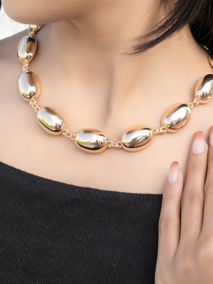 Golden Oval Bead Necklace
