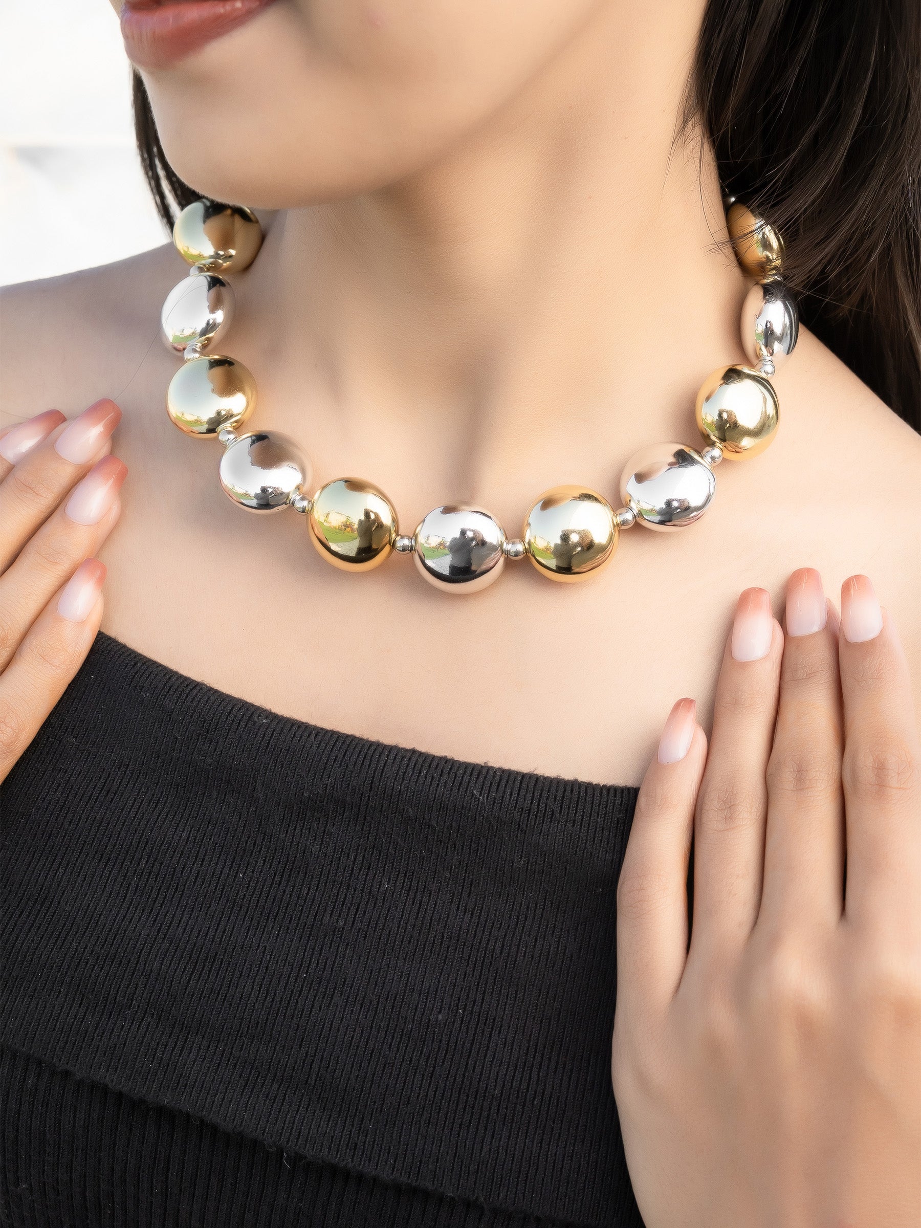 Radiant Dual-Tone Bead Necklace