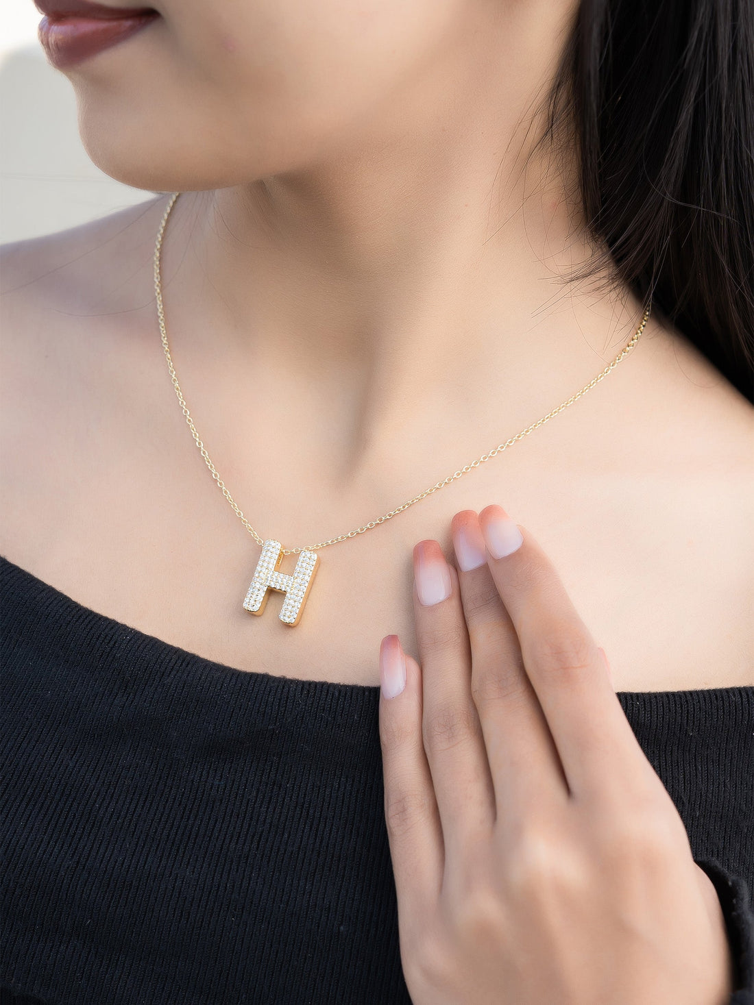Initial Spark Necklace - Letter H