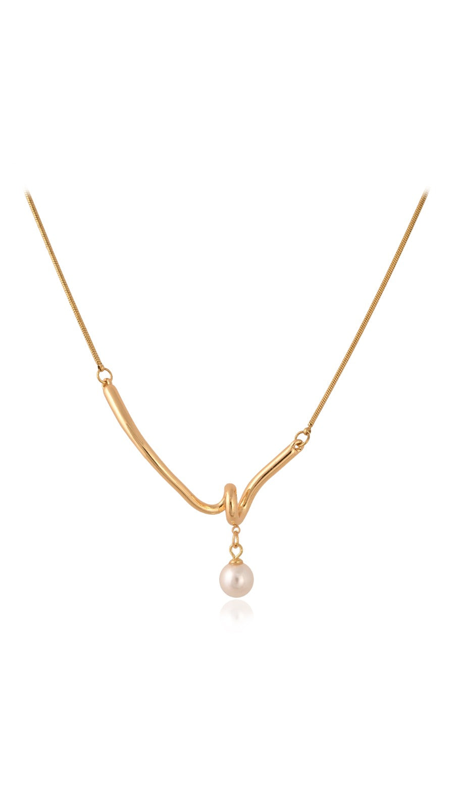 Pearl Arc Pendant with Snake Chain