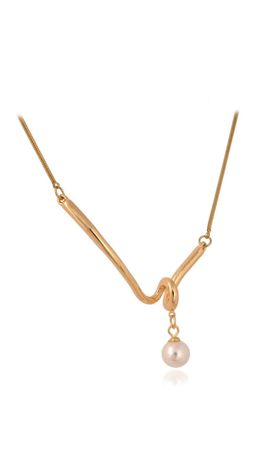 Pearl Arc Pendant with Snake Chain