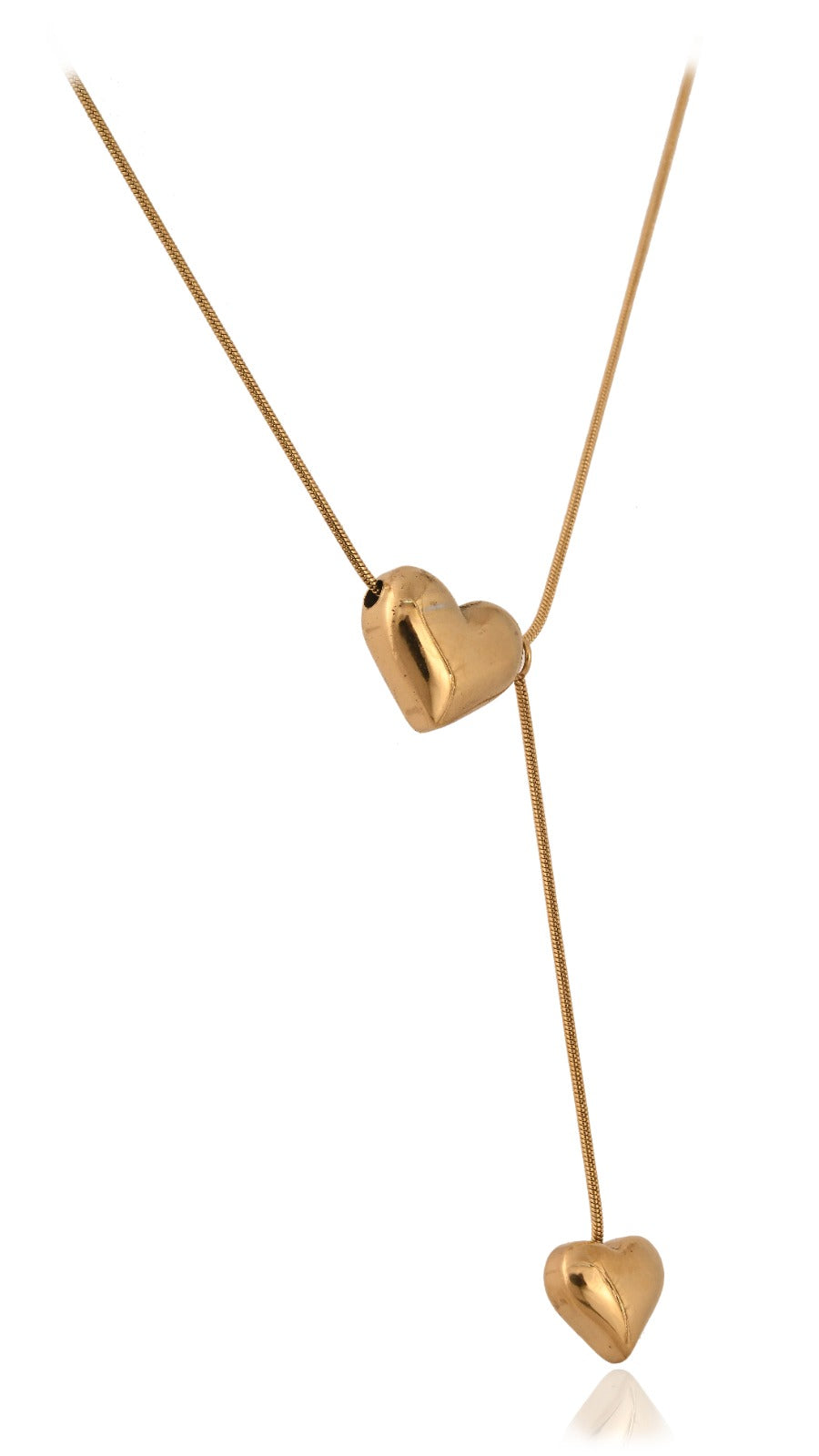 Puffy Heart Pendant with Snake Chain