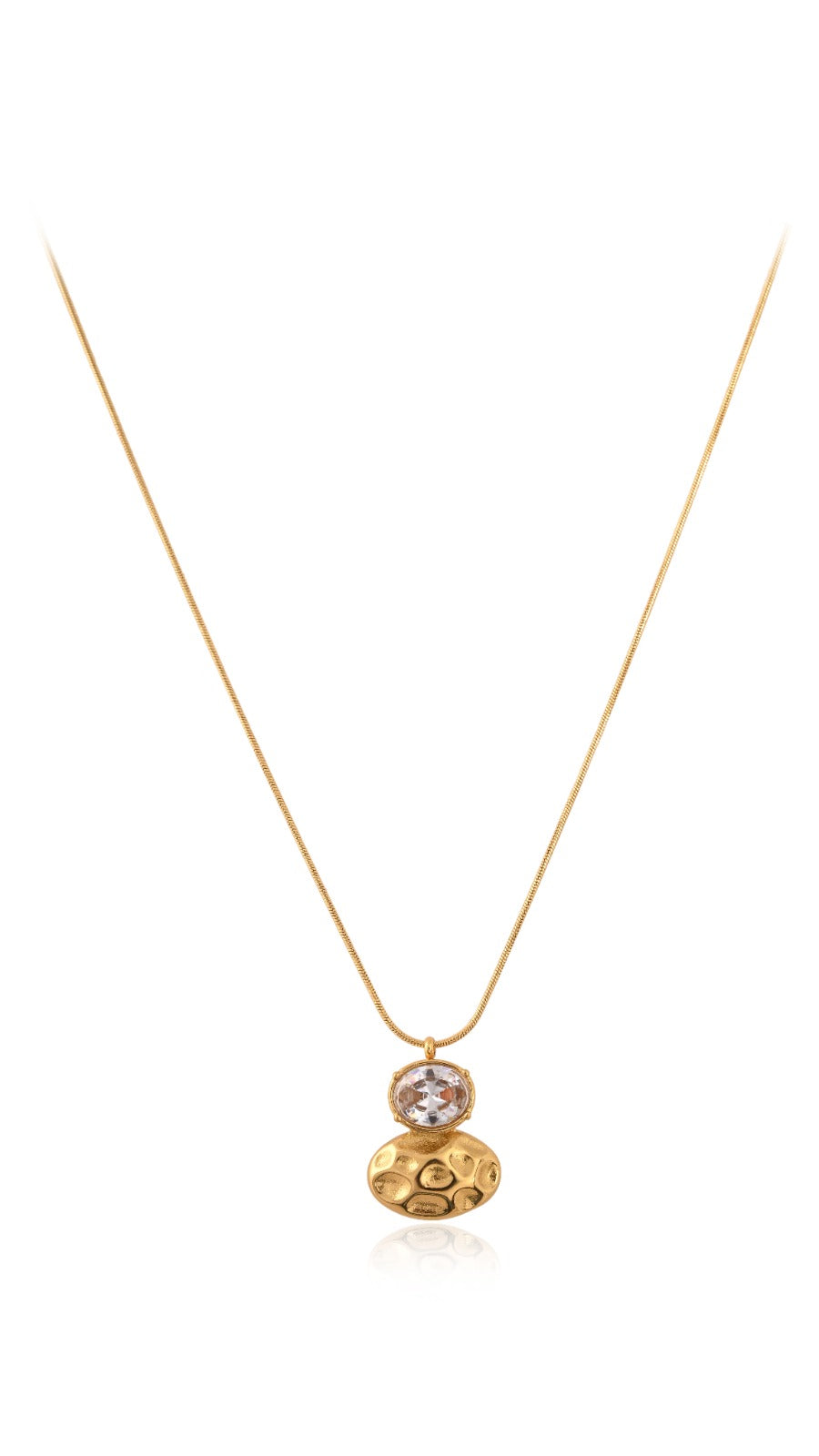 Moonlight Pebble Pendant with Snake Chain