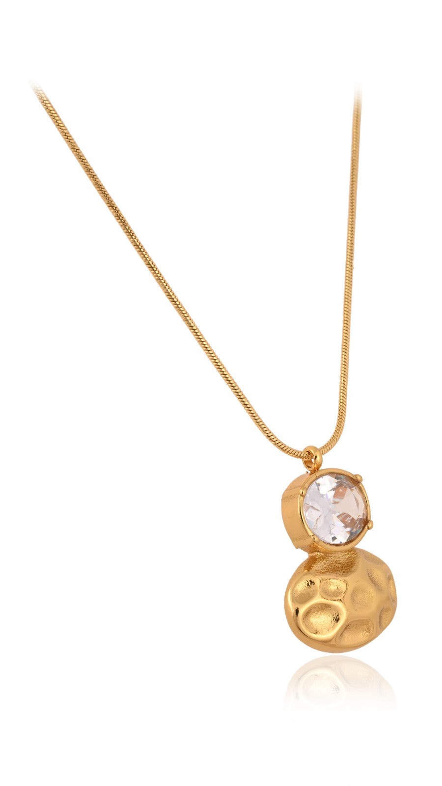 Moonlight Pebble Pendant with Snake Chain