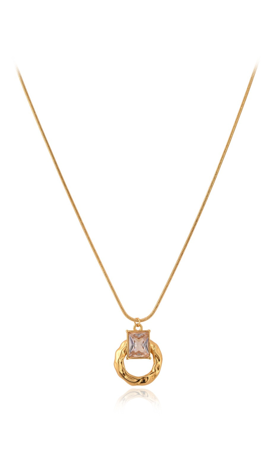Crystal Crest Pendant with Snake Chain