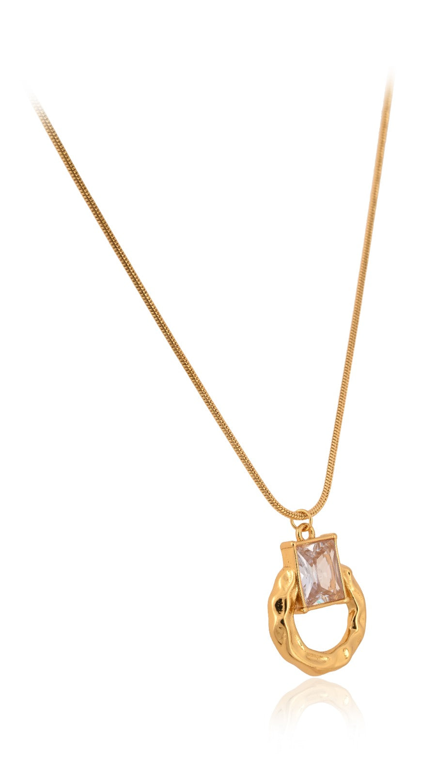 Crystal Crest Pendant with Snake Chain