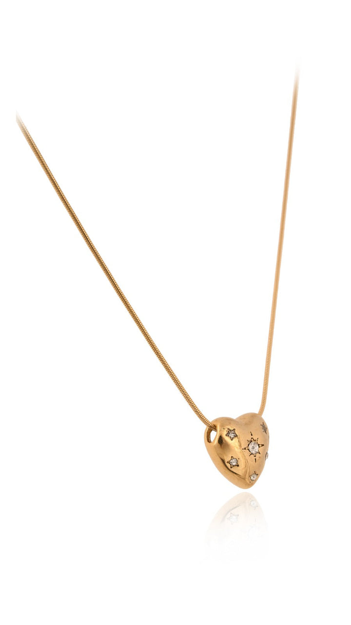 Golden Heart Pendant With Chain