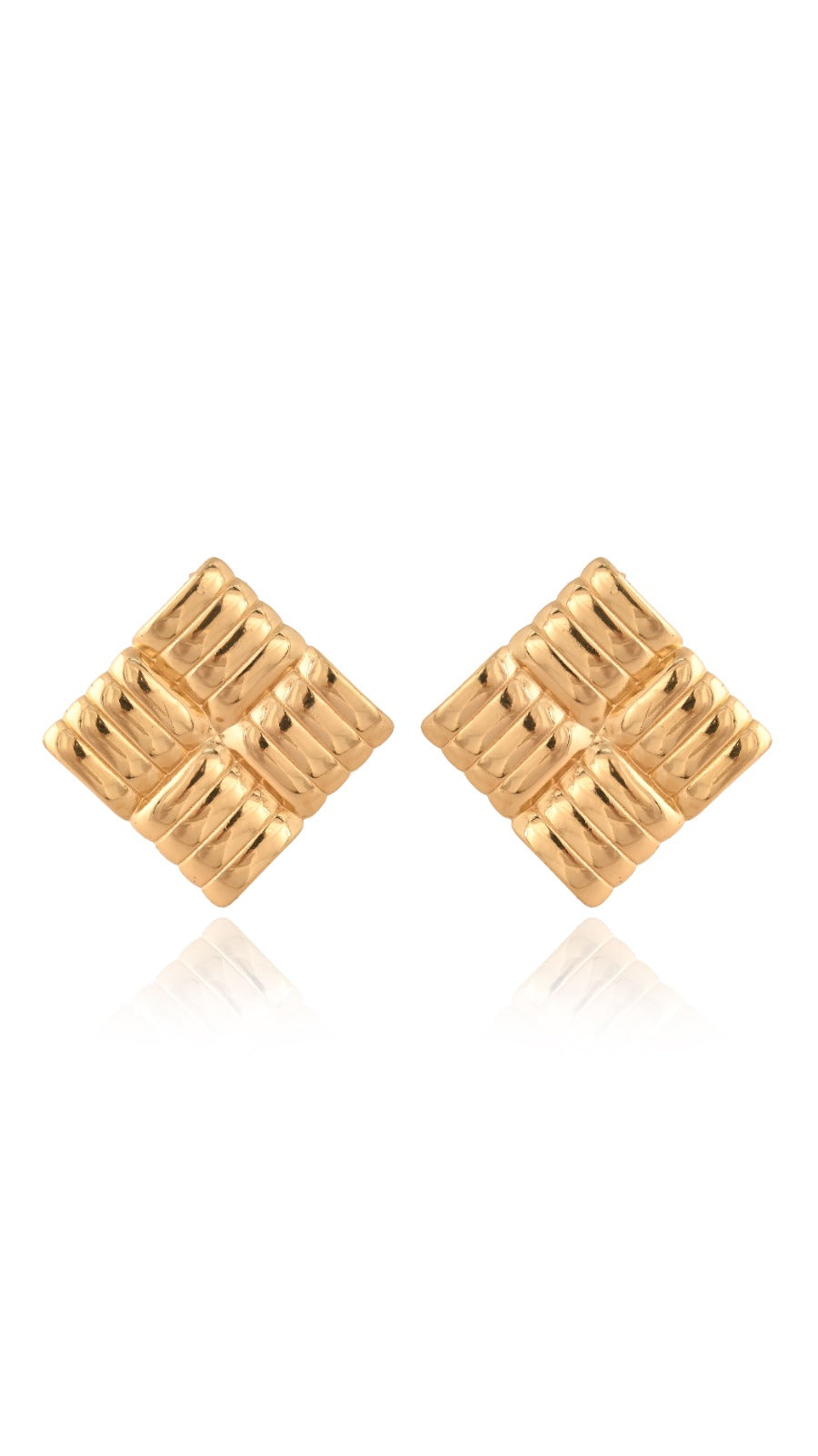 Gilded Grid Stud Earrings