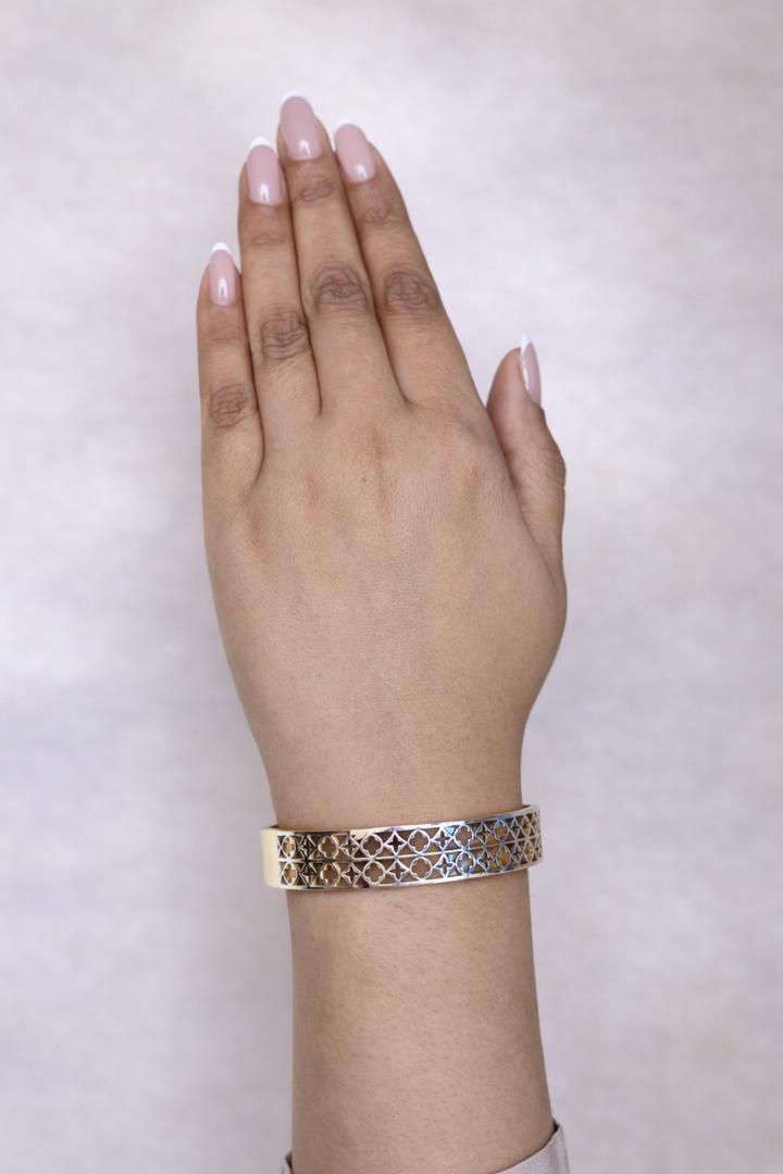 Lattice Dual Tone Bangle Bracelet
